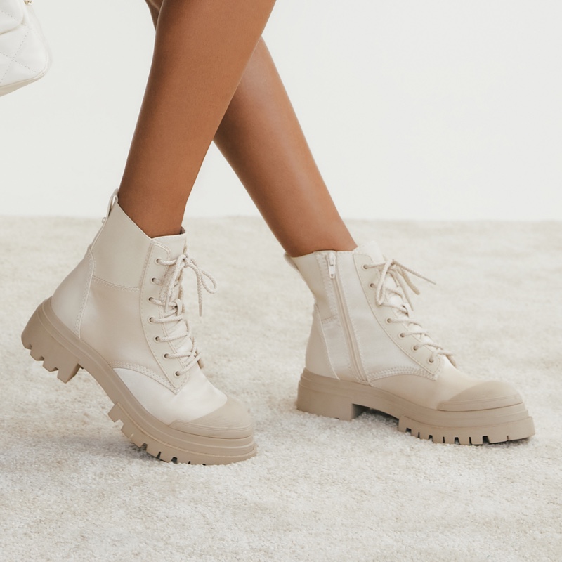 Bottes de combat Aldo Charline Femme Blanche | AGPOHJ-571